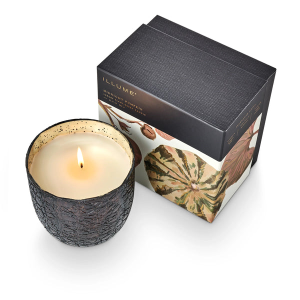 Illume Midnight Pumpkin Crackle Glass Candle Large