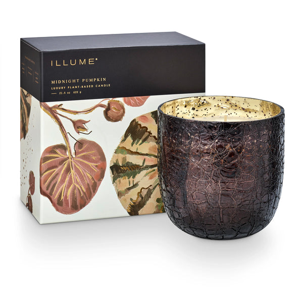 Illume Midnight Pumpkin Crackle Glass Candle Large