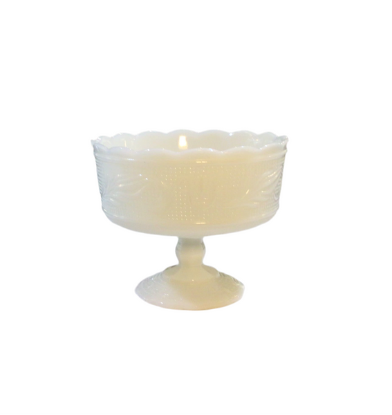 Vintage Patterned Milk Glass Compote/Vase