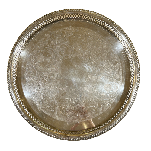 Large round silver tray discount
