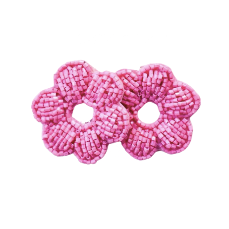 Pink Flower Bead Stud Earrings