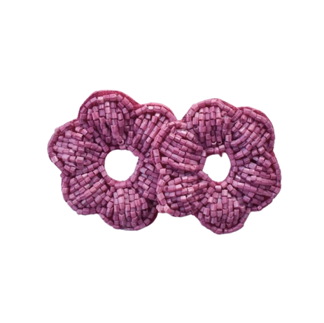 Purple Flower Bead Stud Earrings