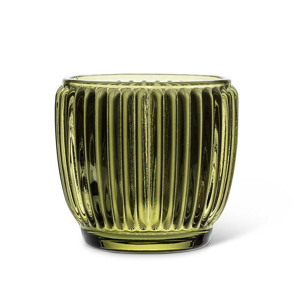 Small Ribbed Votive - Moss