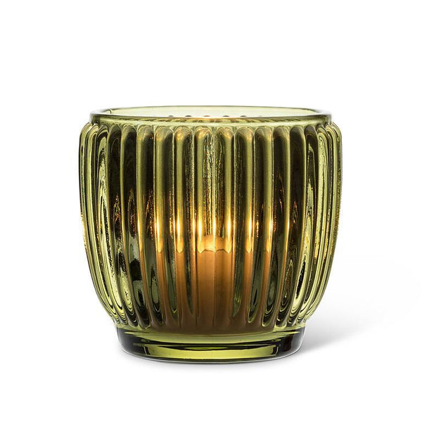 Small Ribbed Votive - Moss