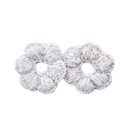 White Flower Bead Stud Earrings