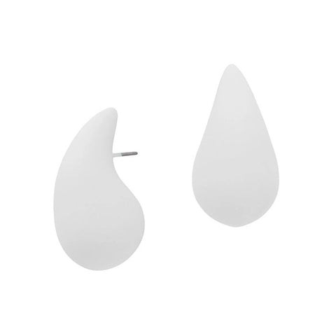 White Teardrop Stud Earrings