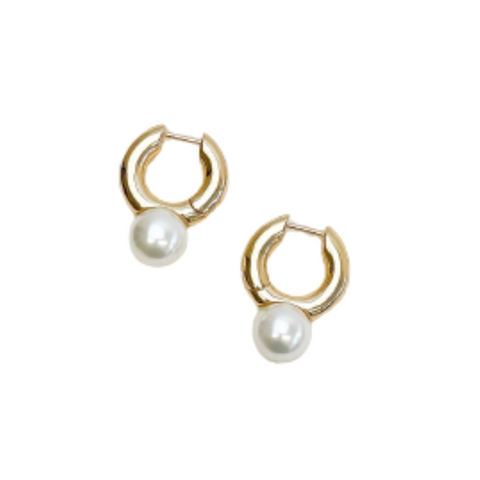 Gold & Pearl Mini Hoop Earrings