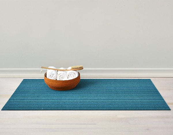 Chilewich Indoor/Outdoor Skinny Stripe Shag Floor Mat - Turquoise