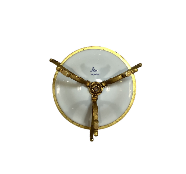 Vintage French Fragonard Dish with Brass Pedestal Base