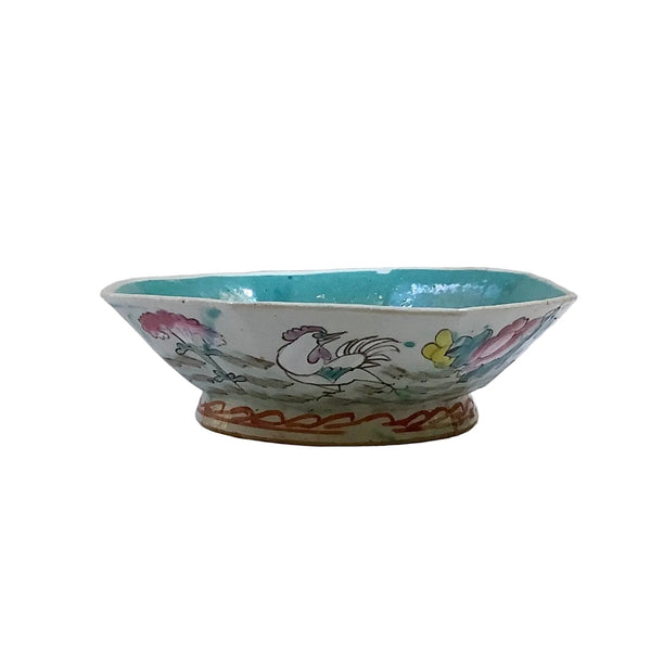 Vintage Chinese Hand-Painted Octagonal Footed Bowl II