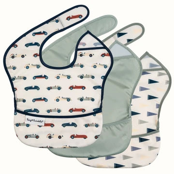 Mess-Proof Easy Bib 3 Pk - Vintage Cars & Flags
