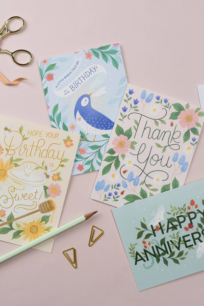 Pretty Floral Thank You Greeting Design