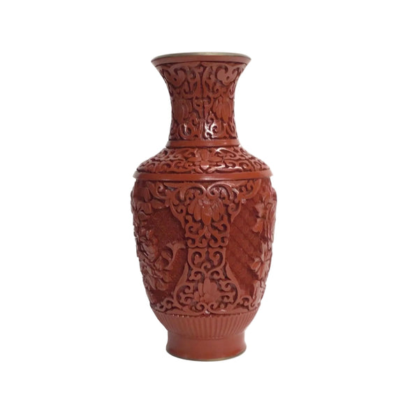 Vintage Chinese Red Cinnabar Vase