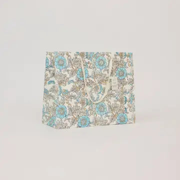 Hand Block Printed Large Gift Bag - Blue Opal