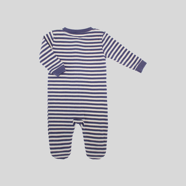 Organic Cotton Grey Stripes Front Zip Footed Sleeper