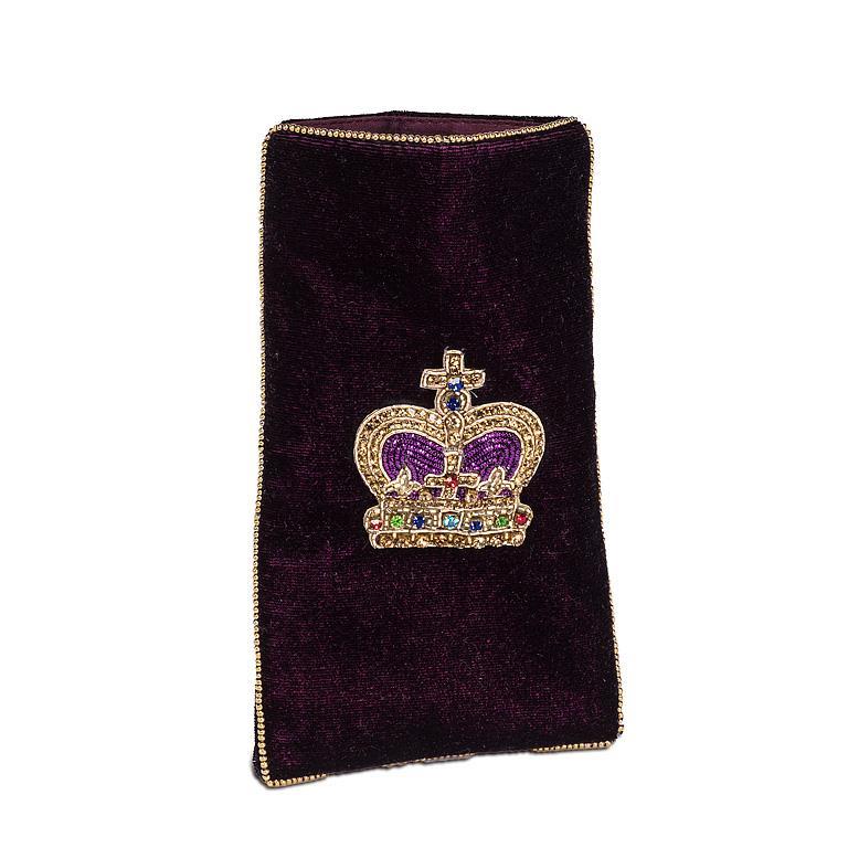 Velvet Eyeglass Case with Beaded Crown