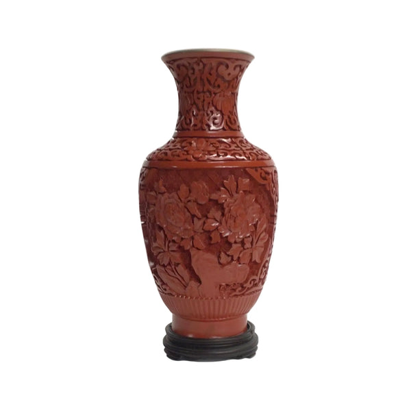 Vintage Chinese Red Cinnabar Vase