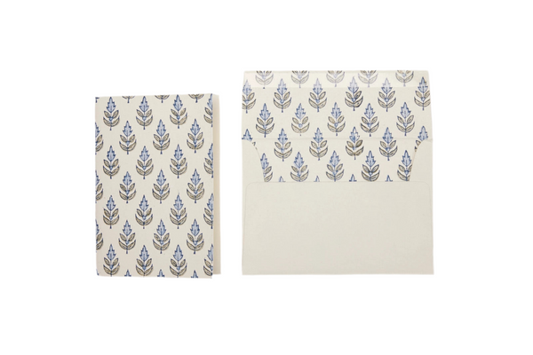Hand Block Printed Greeting Card - Buti Blue Stone