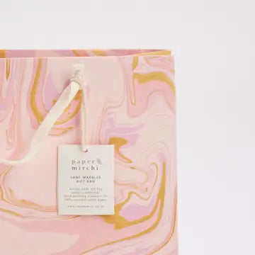 Hand Marbled Gift Bags - Marshmallow Pink