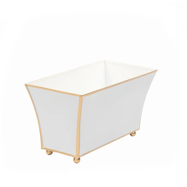 Gracie Fluted Rectangle Cachepot in White