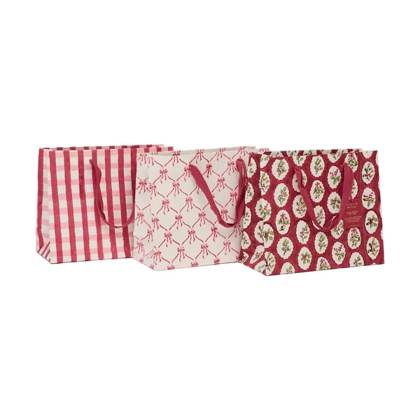 Hand Block Printed Medium Gift Bag - Christmas Pudding