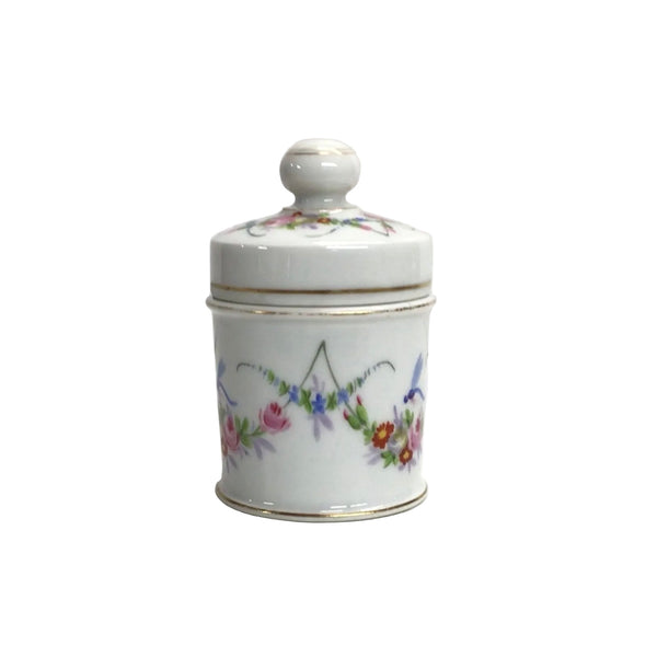 Vintage Small Floral Porcelain Lidded Jar