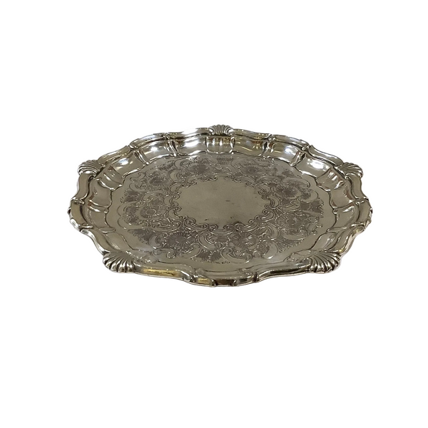 Vintage Round Small Silver Tray