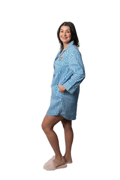 Blue Striped Cotton Nightshirt