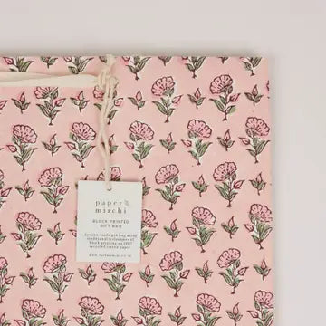 Hand Block Printed Gift Bags - Ditsy Floral Blush