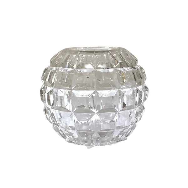 Vintage Glass “Block” Pattern Rose Bowl Vase