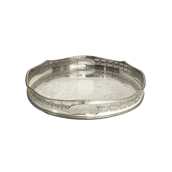 Vintage Silver-Plated Oval Gallery Tray