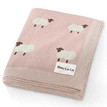 Cotton Receiving Swaddle Baby Blanket - Pink/Sheep