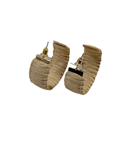 Raffia Hoop Earrings - Natural