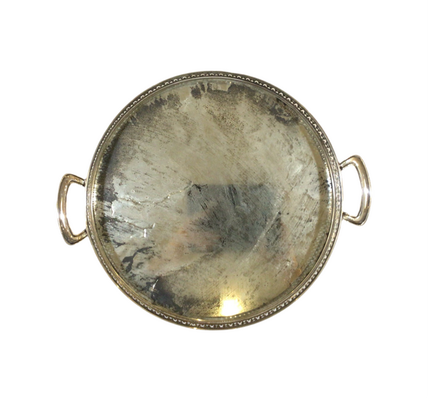 Vintage Silver Handled Round Tray