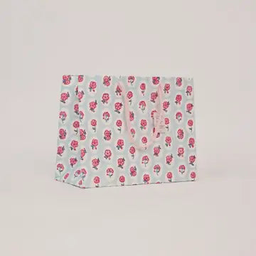Hand Block Printed Gift Bags - Scallop Tiles Pink Sorbet