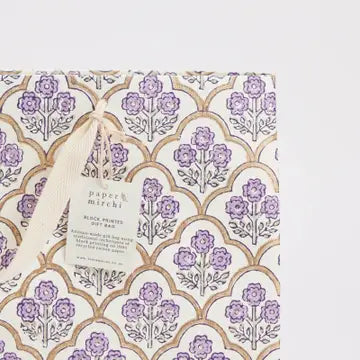 Hand Block Printed Gift Bags - Trellis Lavender