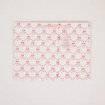 Hand Block Printed Gift Bags - Bows Pink Sorbet