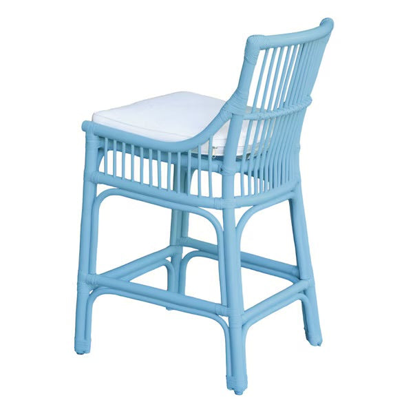 Hampton Blue Rattan Counter Stool