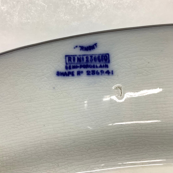 Vintage Blue & White Large Oval Platter