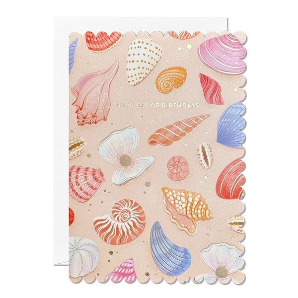 Happiest of Birthdays Shell and Gold Card