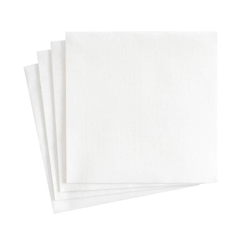 Paper Linen Solid Cocktail Napkins in White