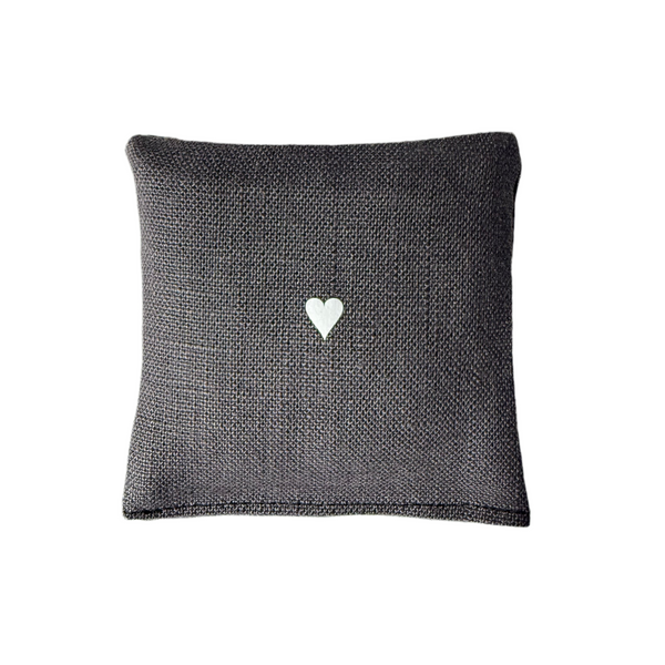 Lavender Sachet - White Heart/Grey Linen