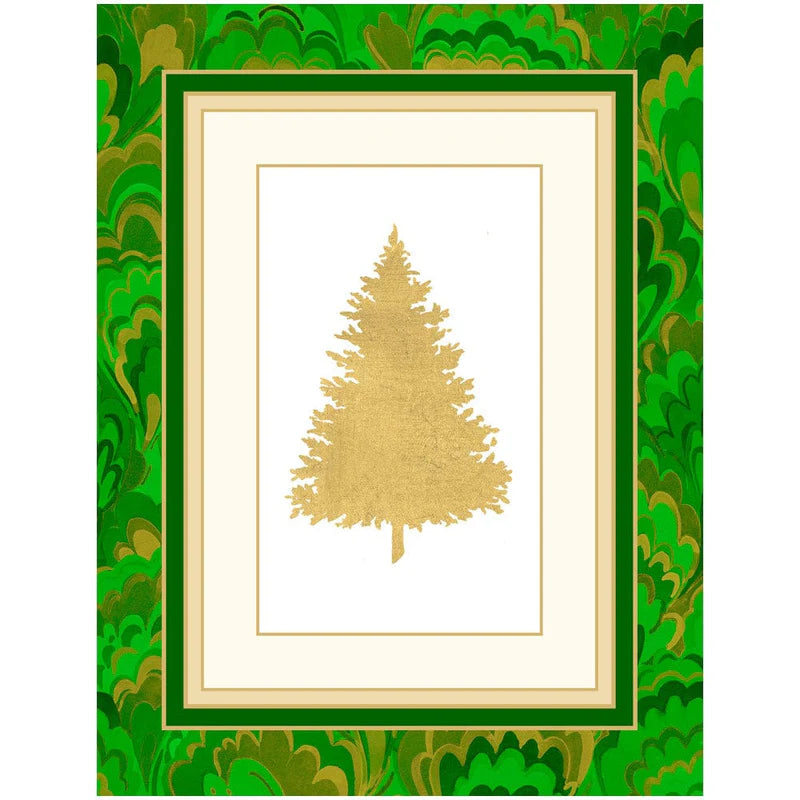 Christmas Tree Marbled Foil Boxed Cards