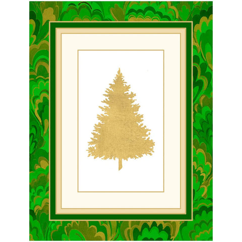 Christmas Tree Marbled Foil Boxed Cards