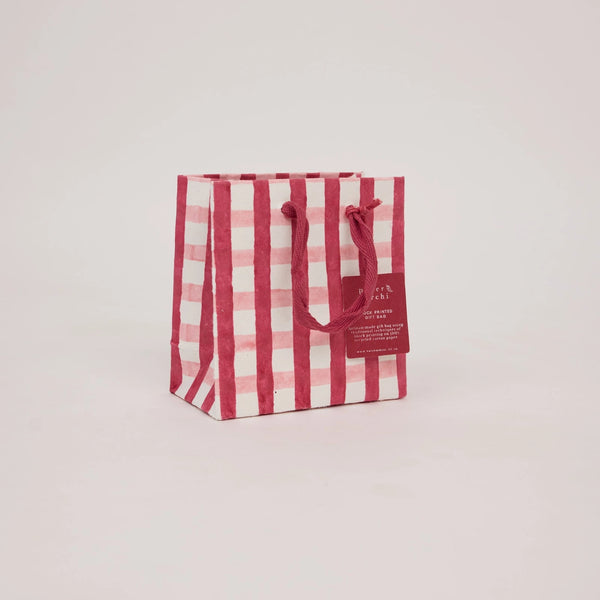 Hand Block Printed Small Gift Bag - Christmas Pudding