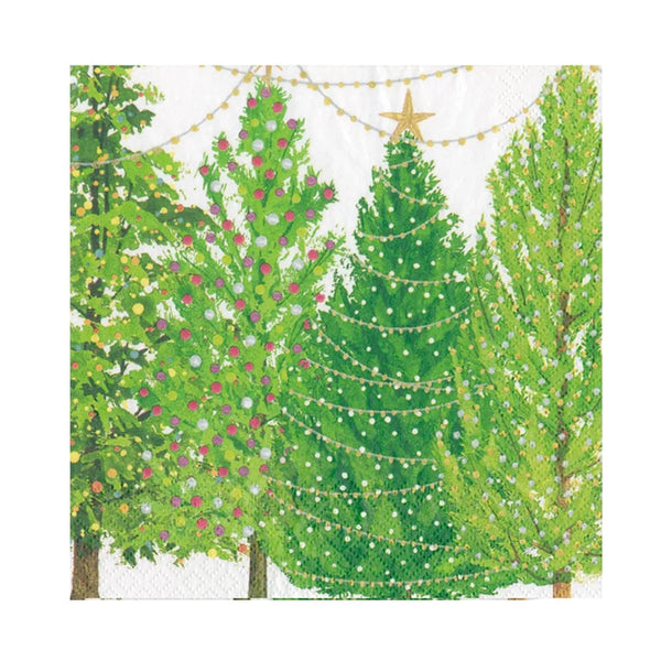 Luncheon Napkins - Christmas Trees With Lights