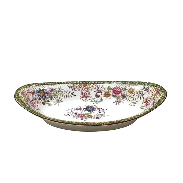 Vintage Hand-Painted Nippon Chinese Rose Oval Dish