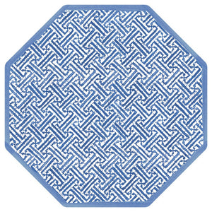 Fretwork Blue Octagon Paper Placemats - 12 Per Package