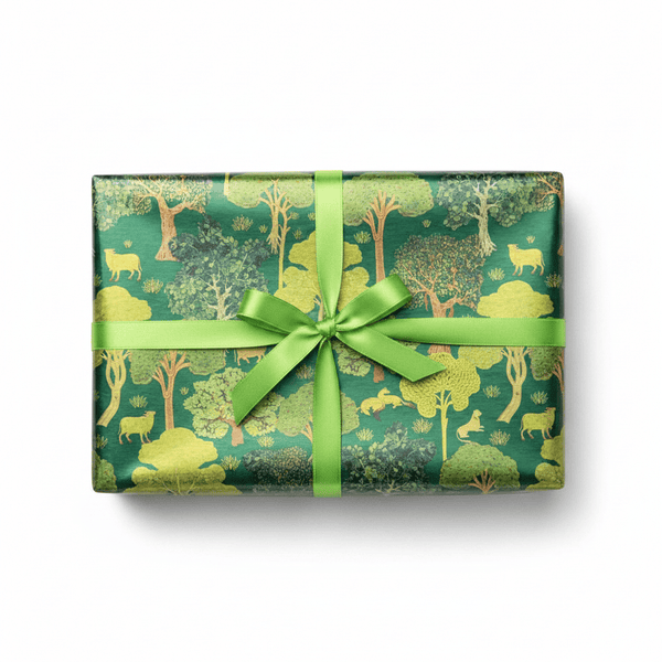 Arcadian Tapestry Dark Green Foil Wrapping Paper