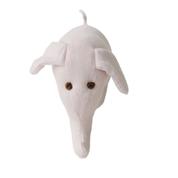 Linen Elephant Rattle - Pink